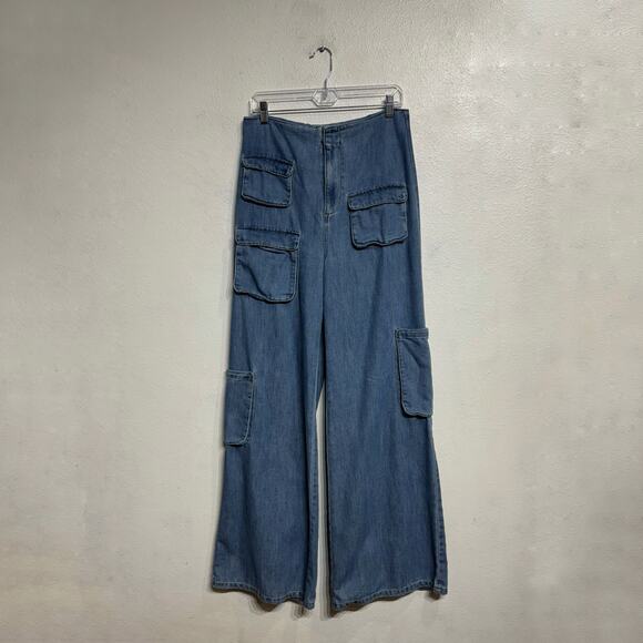 AFRM Blue Maxwell The High Rise Cargo Pants Sz 28 - Picture 2 of 14